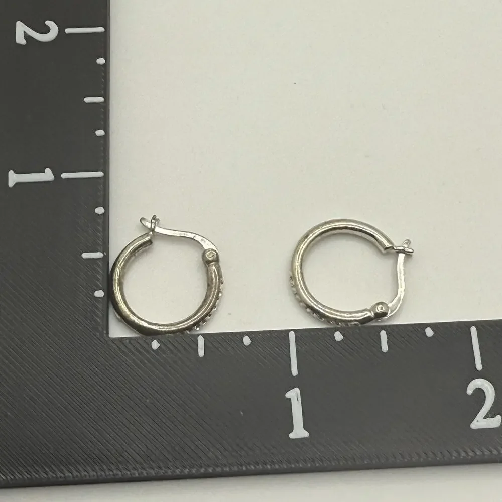 Chrystina Silver Hoop Earrings Genuine Crystal Fine‎ Silver Plated Classic